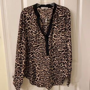 MNK Women's Long Sleeve Leopard print Top Blouse